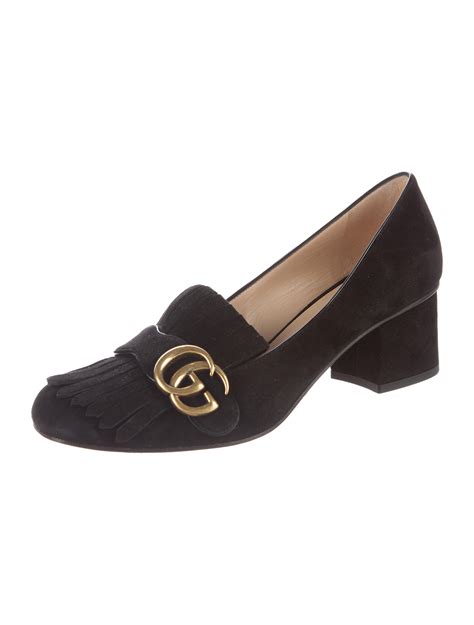 gucci suede marmont shoes|Gucci Marmont black suede shoes.